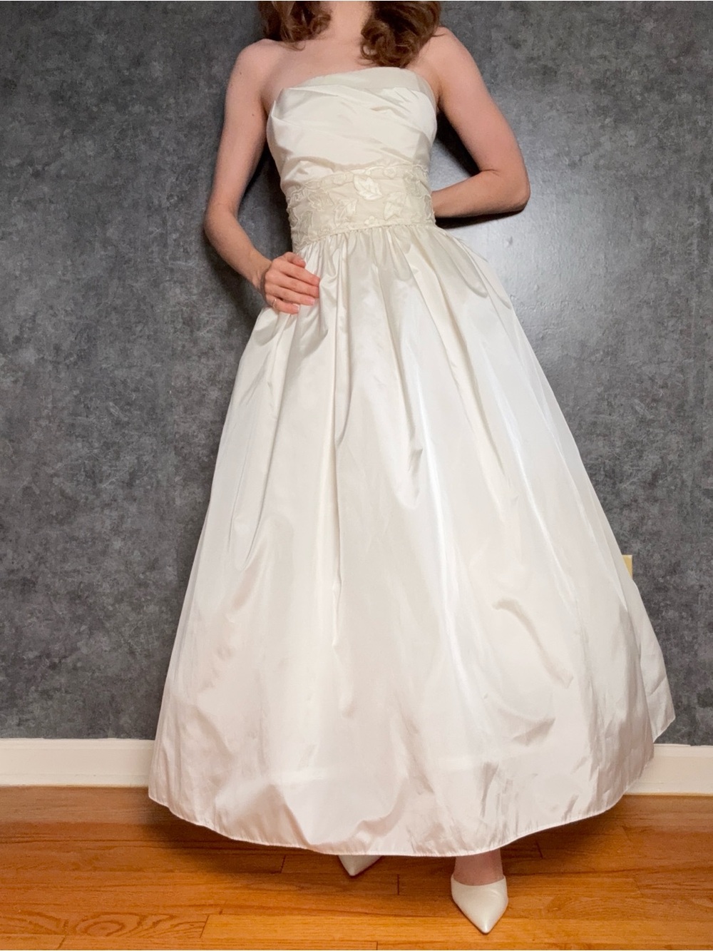 Vintage 1980s A.J. Bari Tea-Length Wedding Dress — Pockets! Union Made